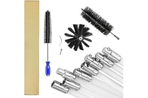 DECFLO 16FT Nylon Chimney Sweep Cleaning Brush Kit - Dry Vent Cleaning Brush Kit Lint Remover for Dryer Duct, Stiff Poly Fireplace Brush Kit with Flexible Rods (2 Brush Head +8Rods)