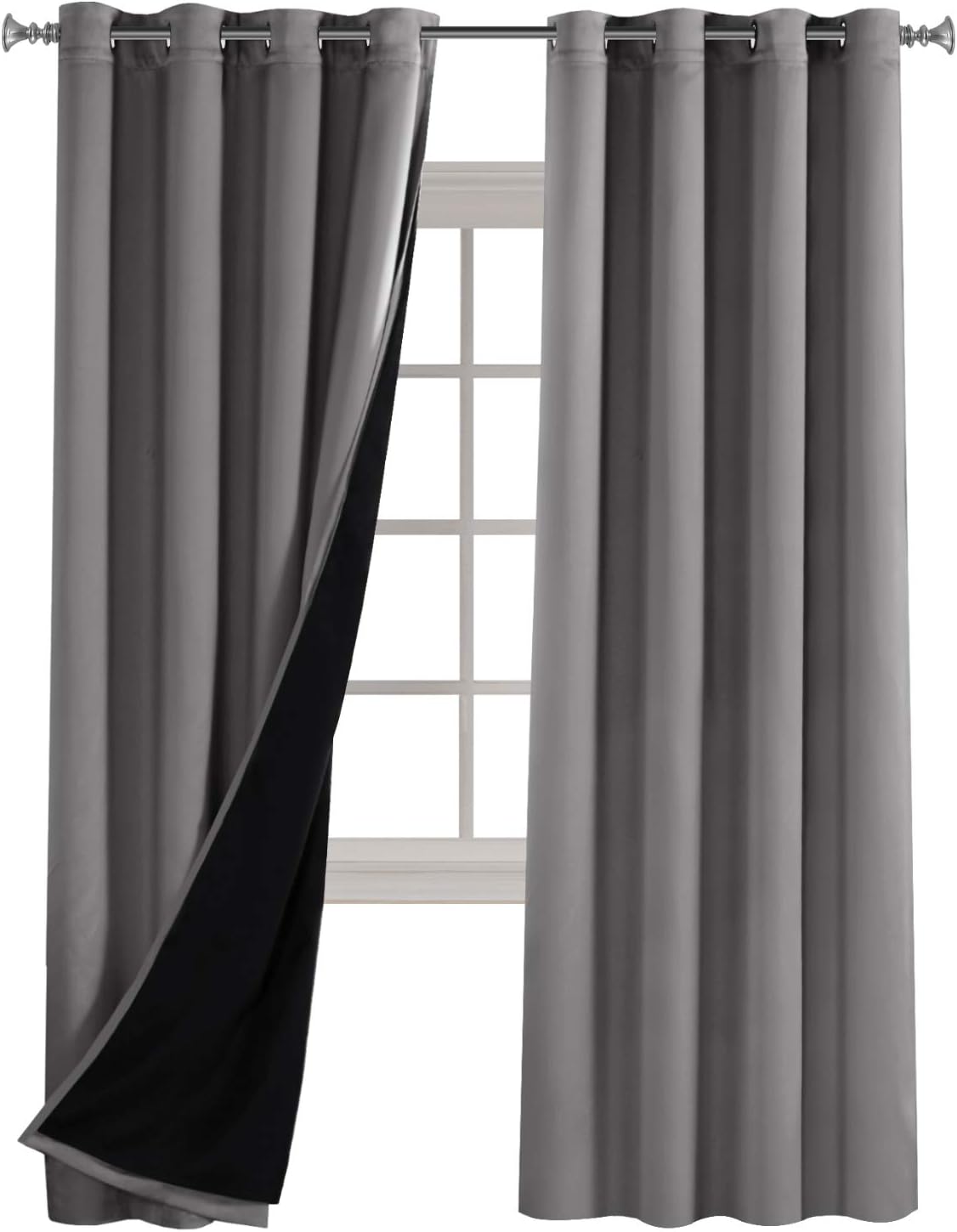 Turquoize Blackout Grey Curtains 108 Inches Sound Proof