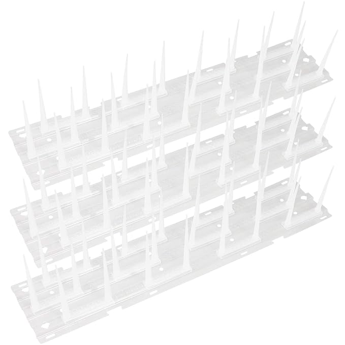 com-four® 3X Vogelabwehr Spikes 3-Reihig, Taubenabwehr verlängerbar bis 115 cm, 40 x 9,5 cm je Schiene (03 Stück - Spikes)