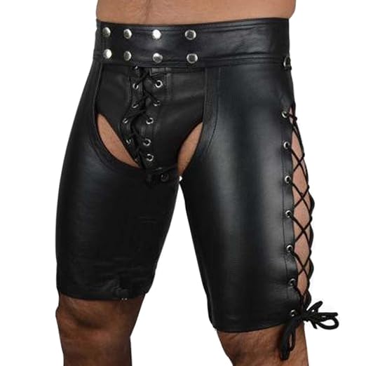 iEFiEL Herren Boxershorts Wetlook Boxer Briefs Schwarz Leder Shorts Unterwäsche Lackoptik Lederhose Pants Schwarz S