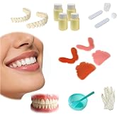 LIHAODICHAN DIY Denture Kit, 12 Pcs Total, 2 Sets/2 Sizes, Men &amp; Women | with 28 false teeth per set plus multi-color moldable material for full or partial fake teeth, temporary solution.