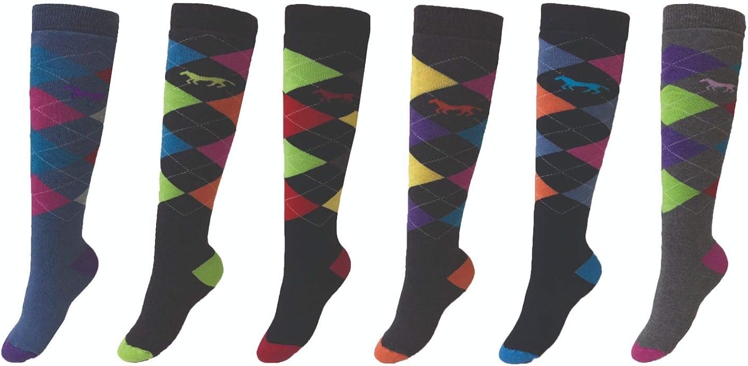 Women's Clothing Women's Ladies Argyle Horse Design Horse Riding Equestrian  Knee High Socks LOT Clothes, Shoes &amp; Accessories