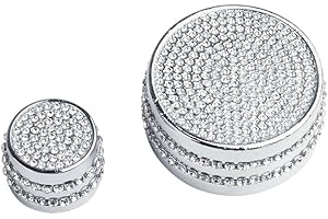 CARFIB Car Interior Bling Accessories for Mazda 3 6 CX-3 CX-5 CX-9 CX3 CX5 CX9 Volume Media Multimedia Knobs Decals Stickers Covers Cap Parts Decoration Men Women Zinc Alloy Crystal Silver Pack of 2