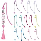13 Pack Beadable Bookmarks with Bar Bulk DIY Beaded Hook Bookmark for Book Lovers Beads Jewelry Pendants Charms Beading Book Make Marks Craft (7 Colors)