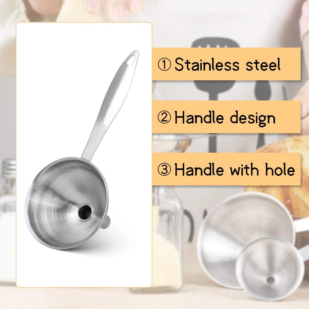 3 Pieces Kitchen Funnel, Hip Flask Funnel Stainless Steel Small Funnel