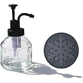 8 Oz Soap Dispenser for Kitchen and Bathroom Countertop, Refillable Wash Hand Liquid, Dish Detergent, Farmhouse Style Vertical Stripes Shape Shampoo Lotion Pump (Black)