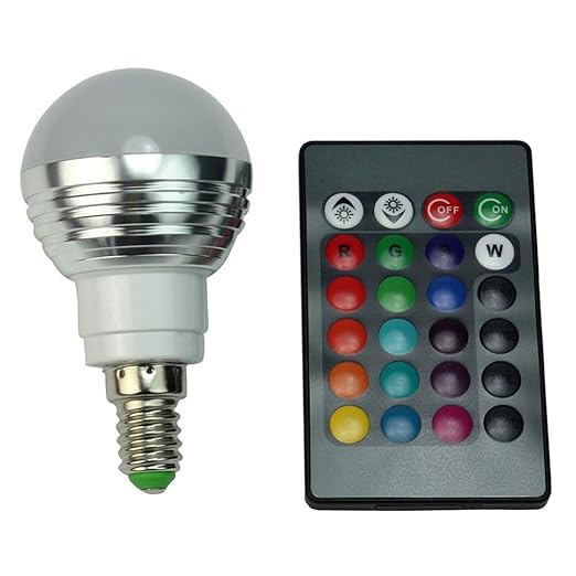 SODIAL(R) LED Gluehbirne + Fernbedienung Farbwechsel Leuchte, E14 3W RGB LED-Lampe Bulb, LED-Gluehbirne mit Magie Wireless Re