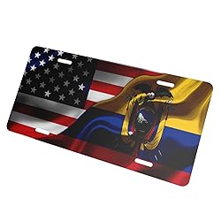American Flag and Ecuador Flag License Plates for