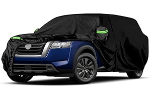 SPORTULI Waterproof Car Covers Replace for 2012-2024 Nissan Pathfinder, 6 Layers All Weather Custom-fit Car Cover with Zipper Door & Windproof Bands for Snow Rain Dust Hail Protection (Pathfinder)