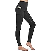 FitsT4 Women's Winter Full Seat Riding Tights Fleece Lined Horse Riding Pants Silicon Grip Horseback Equestrian Breeches with Pockets Black Size XL