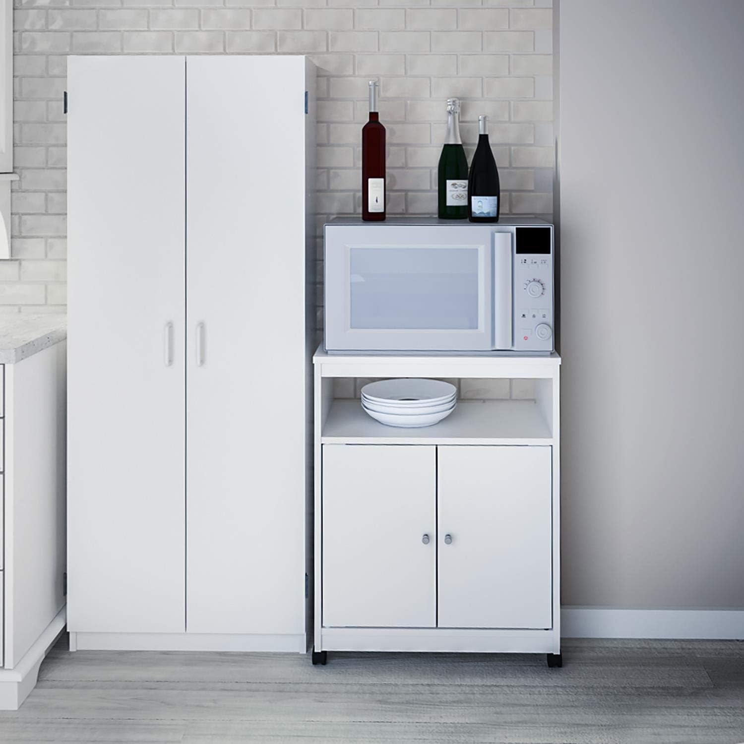 Ameriwood Landry Kitchen Microwave Cart, White: Furniture & Decor