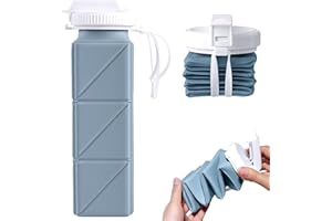Collapsible Water Bottles 620ml, Reusable Silicone Foldable Travel Water Bottle, BPA-Free Portable Leak Proof for Cycling Gym