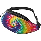 Colorful Tie Dye Rainbow Fashion Casual Fanny Pack Waist Bag Men Women Adjustable Belt Waist Bag For Travel Hiking Cycling Running Festival Carnival