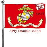 Jayus Double Sided US Marine Corps Military Flags 3x5 FT Outdoor - Vivid Colors 220D Marine Corps Flag Banner with 2 Grommets