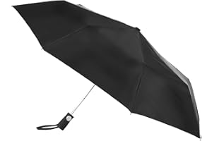totes Men's Automatic Compact Umbrella,Water Repellent Canopy Black