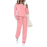 PRETTYGARDEN Womens 2 Piece Matching Lounge Sets 2025 Fall Long Sleeve Boatneck Sweatsuit Drawstring Sweatpants Pockets
