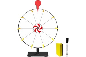 LAIAMER 12 Inch Spinning Prize Wheel - Heavy Duty Base with 10 Slots Spin Wheel for Prizes White Tabletop Spinner Spin The Roulette Wheel for Carnival Win Fortune Spin Games Trade Show