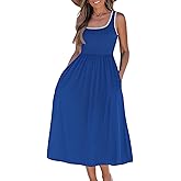 popvil Women A-Line Midi Dress 2026 Spring Summer Tank Top Square Neck Dress Casual Flowy Sleeveless Dress