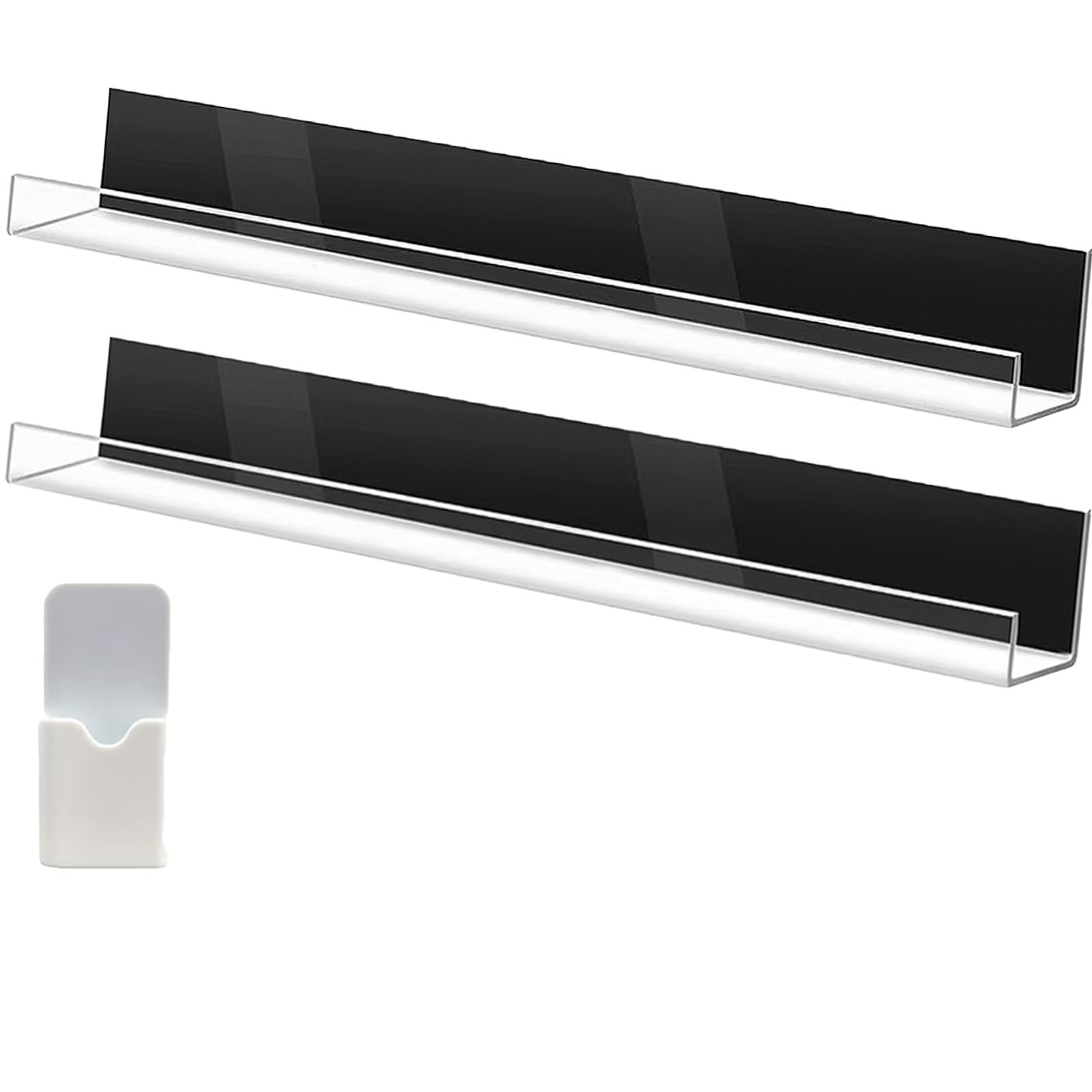 Photo 1 of podafu 2 Pack Super Magnetic Book Shelf Floating Bookshelves for Refrigerators?Whiteboards and Folders 17 Inch Clear Magnetic Shelf Holds 12 Lbs