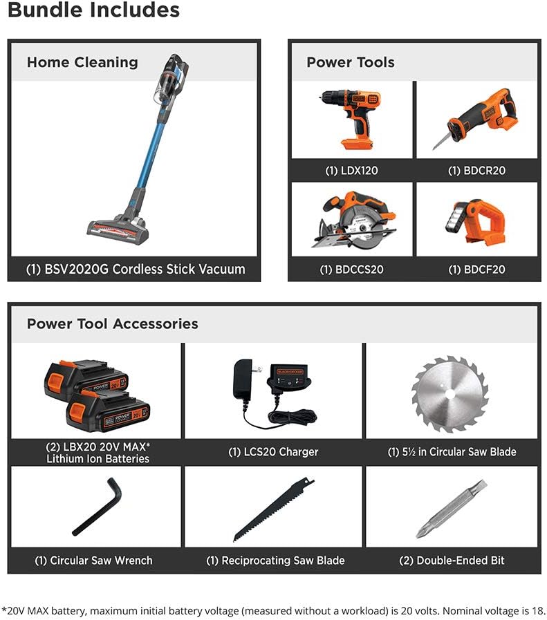 BLACK+DECKER 20V MAX Cordless Drill Combo Kit, 4-Tool (BD4KITCDCRL) - - 