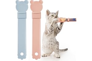 OKAMMY Cat Treat Squeeze Spoon Dispenser - Multifunctional Lickable Wet Cat Treat Dispenser for Cat Liquid Snack Cat Feeding Food Storage and Easy Hanging Cat Food Feeding Spoon (P G)