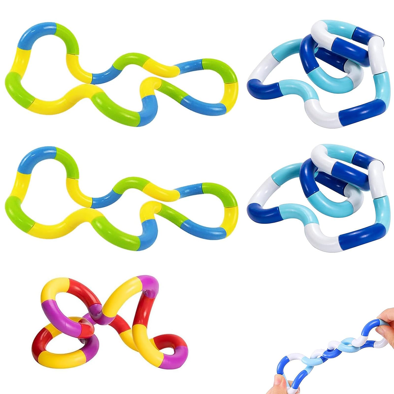 WQEDVN 5 PCS Tangle Fidget Toy, Multicolor, Stress Relief Sensory Fidget Toys, Removable Splicing for All Ages, Focus, Sensory