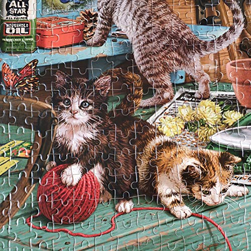 Puzzles for Adults 1000 Piece Wooden Window Cats Jigsaw Puzzles 1000