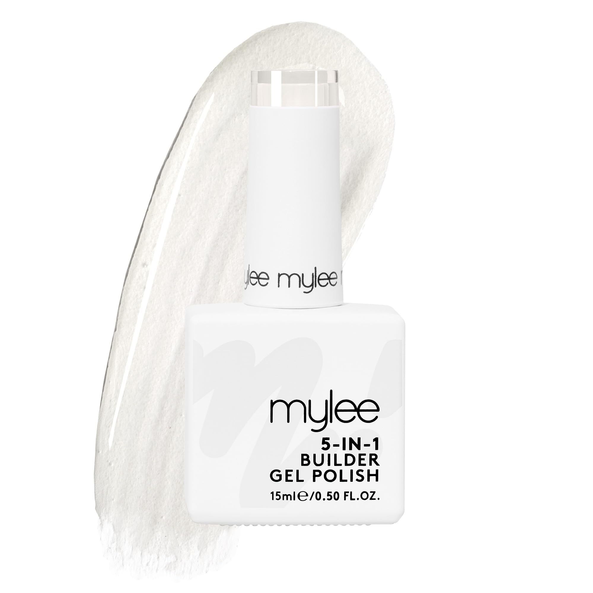 Mylee 5 in 1 Builder Base Strengthening Gel 15ml, UV/LED Nail Polish Coat for Hard Strong Nails Tips & Extensions, For Nail Art Decoration, Decals & Jewels, Professional Manicure Repair (Clear)