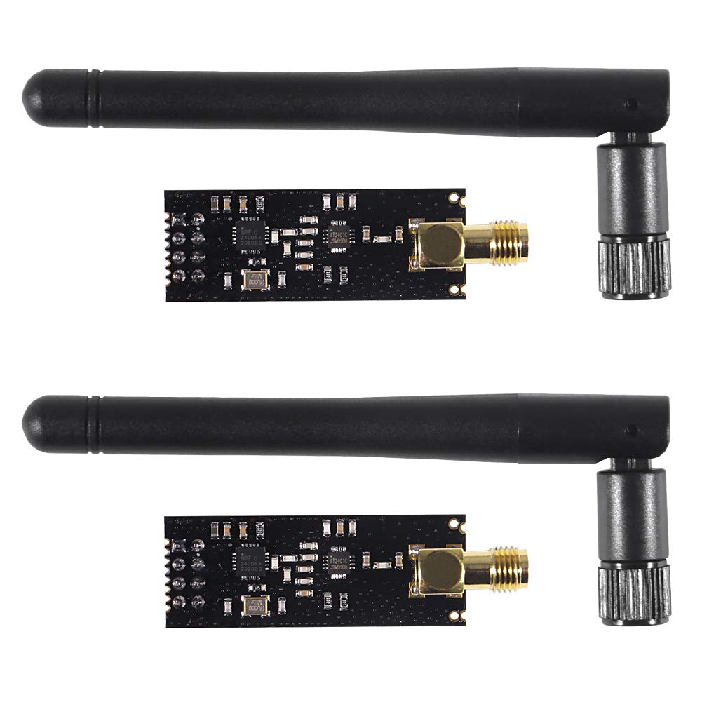 ALMOCN 2PCS NRF24L01+PA+LNA Wireless Transceiver 2.4G 1100m RF Transceiver Module with SMA Antenna in Antistatic Foam for Arduino