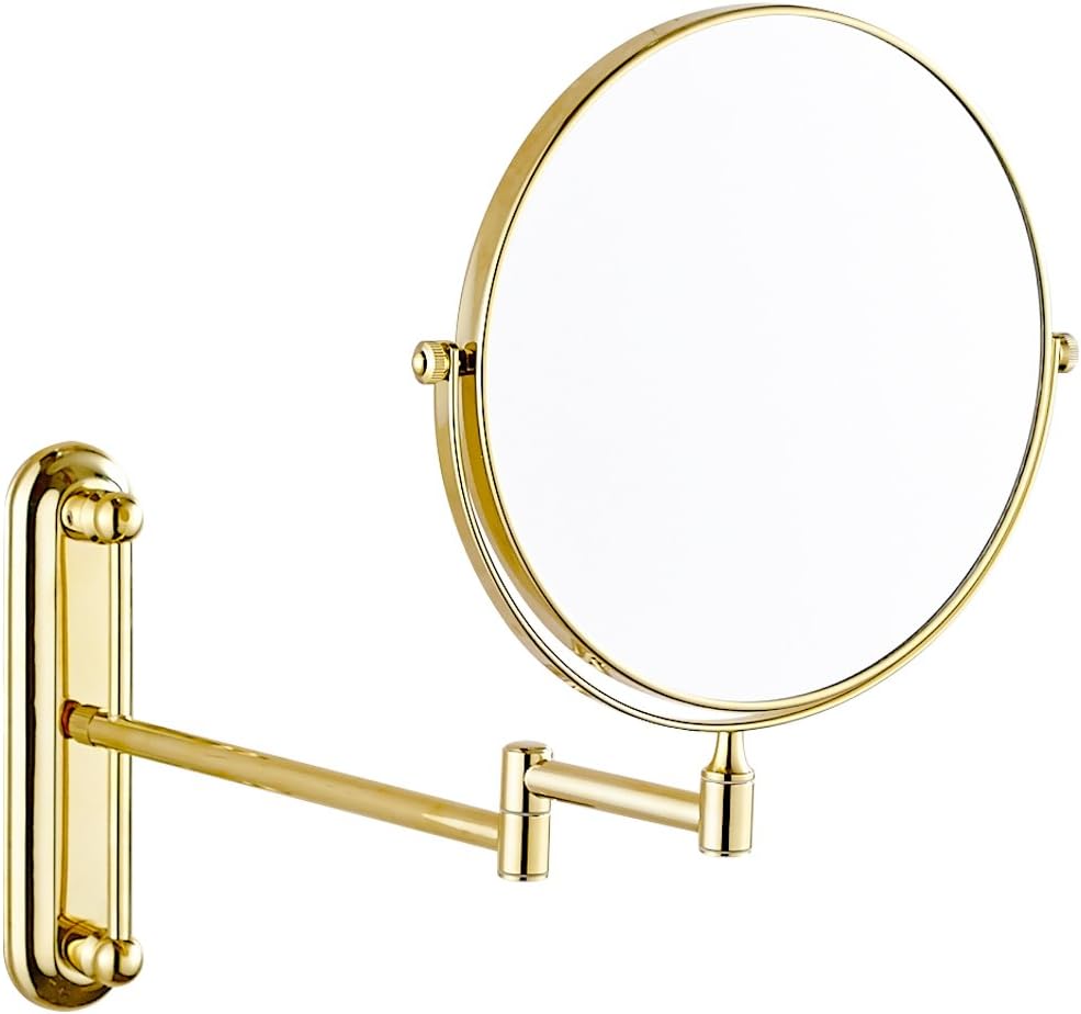 GuRun Gold Mirrors 10X Magnification Adjustable Round Wall Mount
