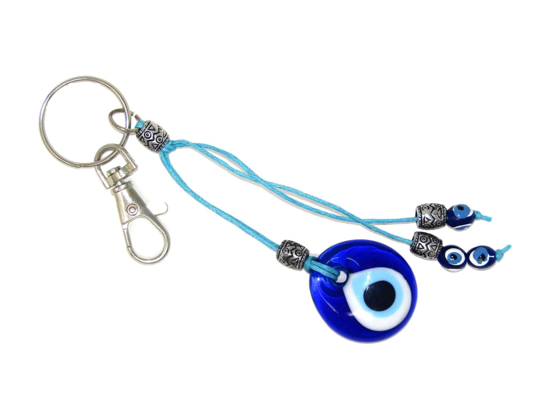 Jeannieparnell 104 3cm Lucky Evil Eye & Mixed Bead Keyring Bag Hanger Handmade