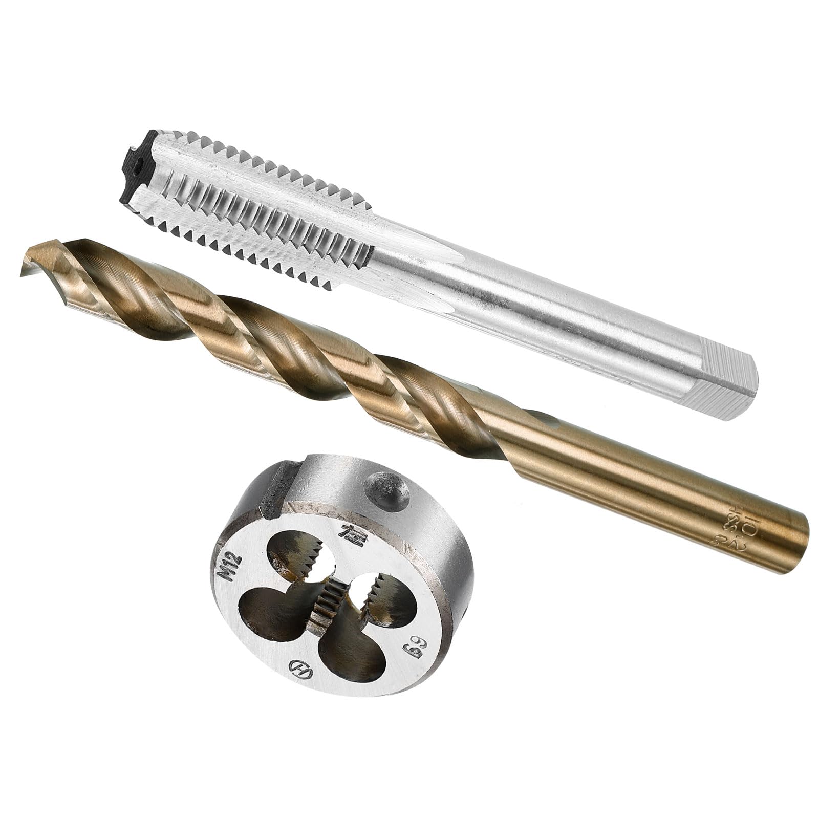 CoCud Metric Tap and Die and Drill Bit Set, M12 x 1.75 Tap & Die Thread 10.2mm Drill Diameter, Left Hand Machine Screw Tap Tool Kit - (Applications: for Threading Tapping Repair)