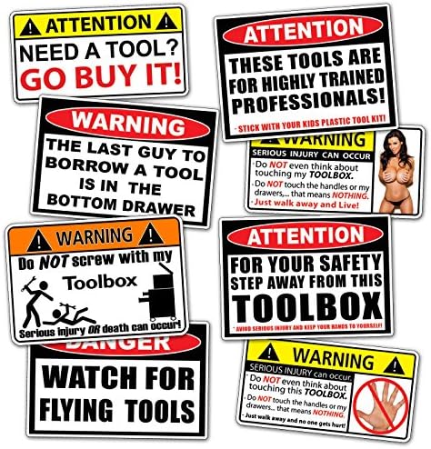 Funny Toolbox Warning Decal Sticker Tool Box Pack Set (609595124513)