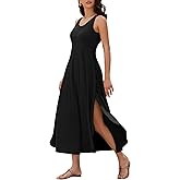 ZAFUL Maxi Dresses for Women 2026 Summer U Neck Backless Side Split Flowy Dress Tank Long Sundress