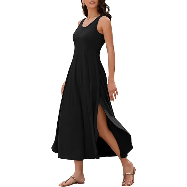 Amazon.com: Maxi Dress with Pockets Womens Sleeveless Split Loose Casual  Beachs Long Summer Dresses (US, Alpha, Small, Regular, Regular, Black) :  Clothing, Shoes & Jewelry