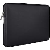 RAINYEAR 15.6 Inch Laptop Sleeve Soft PU Leather Case Protective Water Resistant Zipper Padded Cover Carrying Bag Compatible with 15.6" Notebook Computer Chromebook(Black)