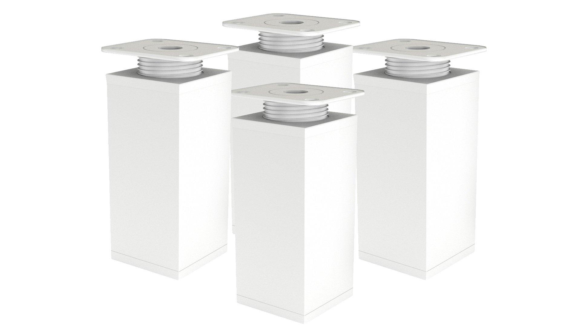 Furniture Feet Metal Table Legs Height-Adjustable Furniture Foot Sofa Feet Aluminium Profile Metal Table Legs 4 Pieces 40 x 40 mm Furniture Feet Furniture Legs for Sofa Table (60 mm, White)