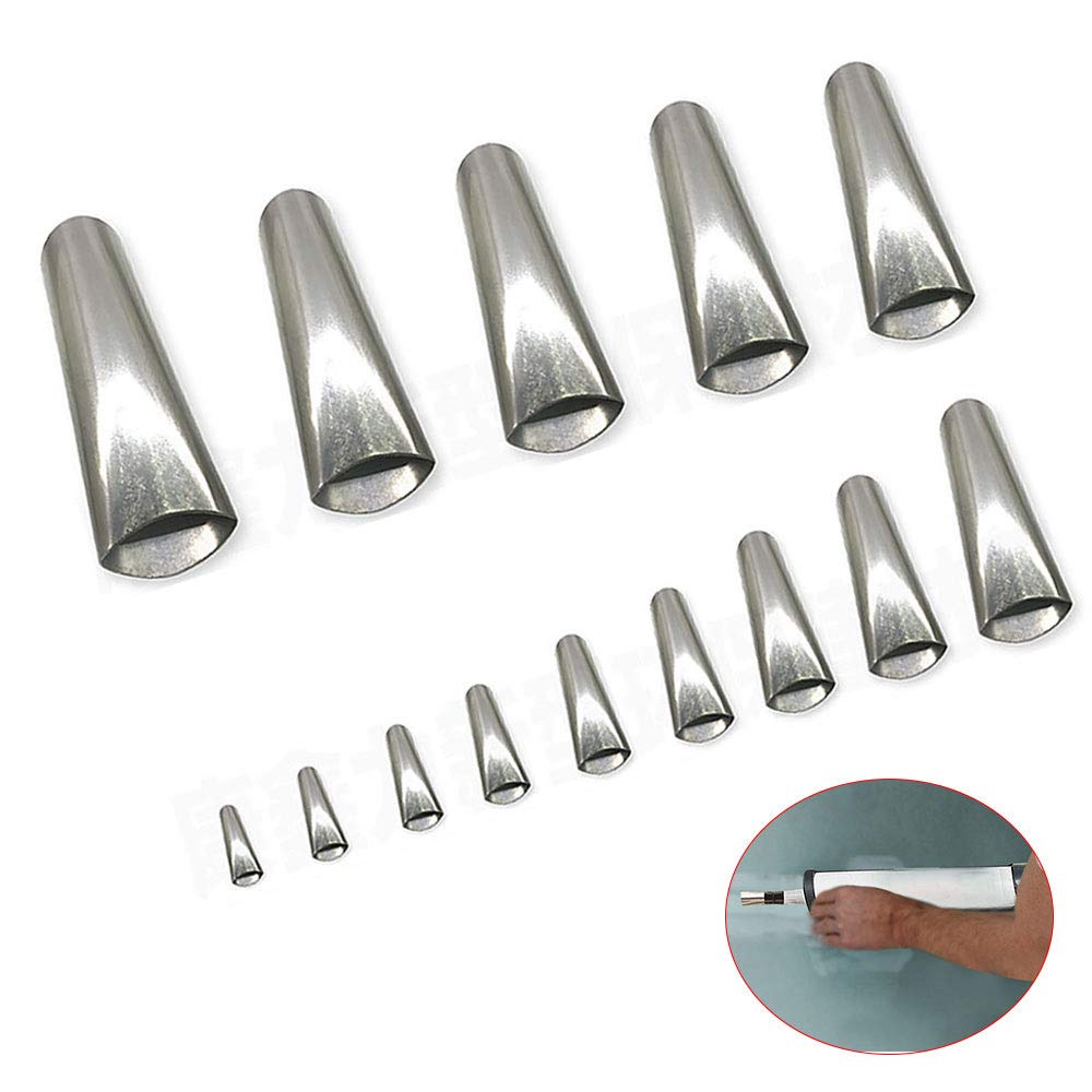 14Pcs Caulk Nozzle Applicator Perfect Caulking Finisher Mighty Caulking Tool Reusable Sealant Finishing Tools,Stainless Steel Sealant Finishing Tool Kit for Kitchen Bathroom Window