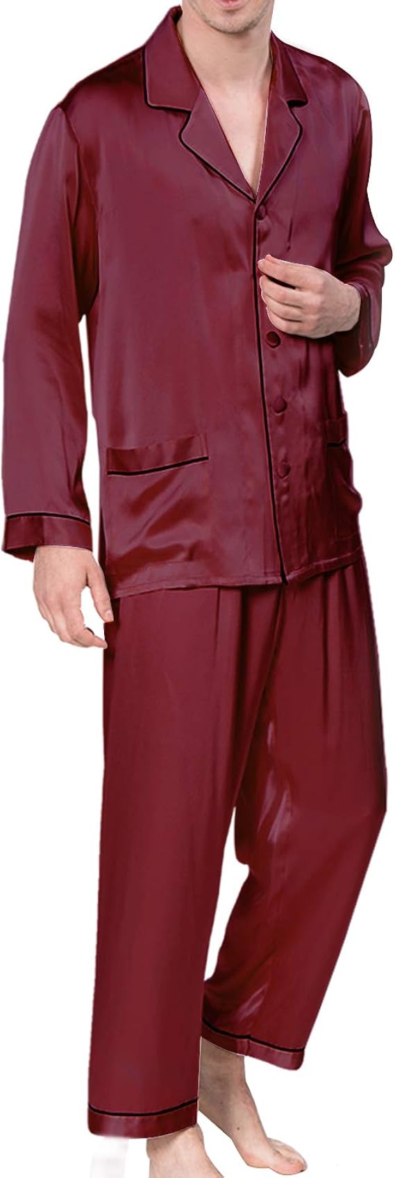 COLD POSH Men's Silk Pajamas Set 2PC Luxury Silk Sleepwear 19 Momme