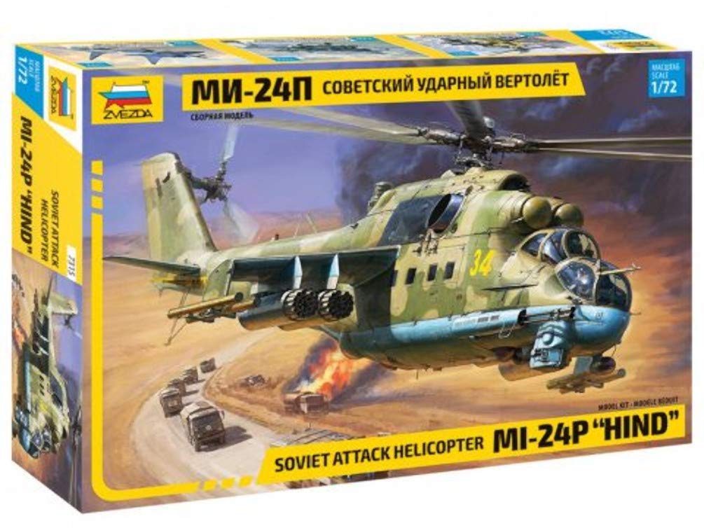 Zvezda 500787315-1:72 MIL - Mi 24P Helicopter, Model Building, Building Kit, Stand Model Building, Hobby, Crafts, Plastic Kit