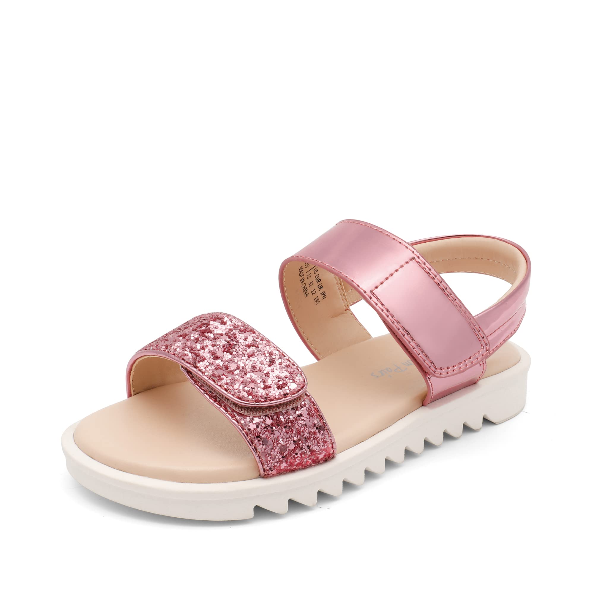 Photo 1 of DREAM PAIRS Girls Sandals Glitter Two Strapped Casual Open Toe Sandals Little Kid/Big Kid,Size 13 Little Kid,HOT PINK,SDLS2303K