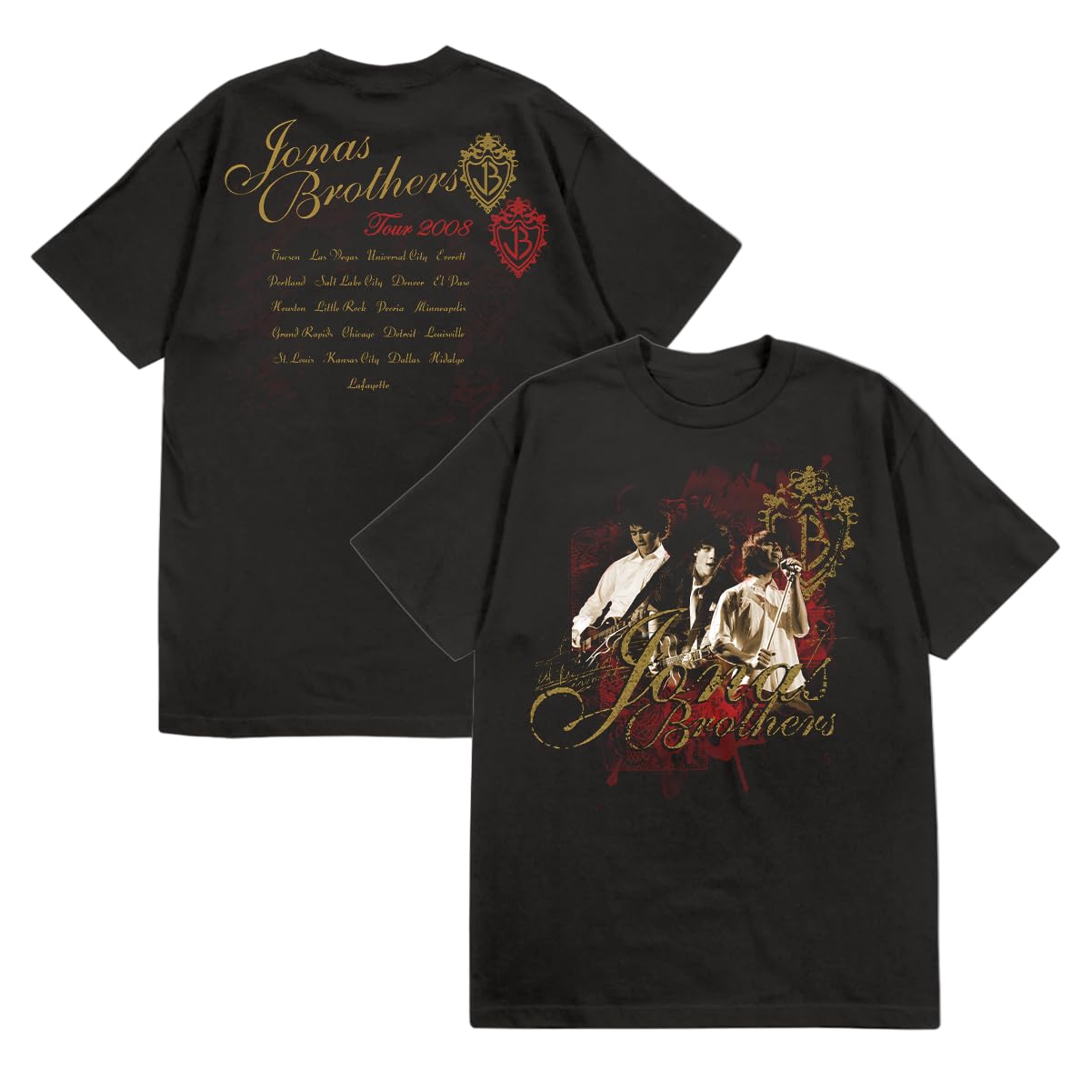 Photo 1 of JONAS BROTHERS Official Merch Black and Red Vintage Tee, Black, Large