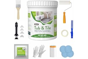 TENEE DIY Sink Bathtub Reglaze Kit White, Tub and Tile Refinishing Kit, Tile Paint Kit Bathroom Easy to Use, Low Odor Bathtub Refinishing Paint for Bathroom Porcelain Kitchen Fiberglass 35.5oz