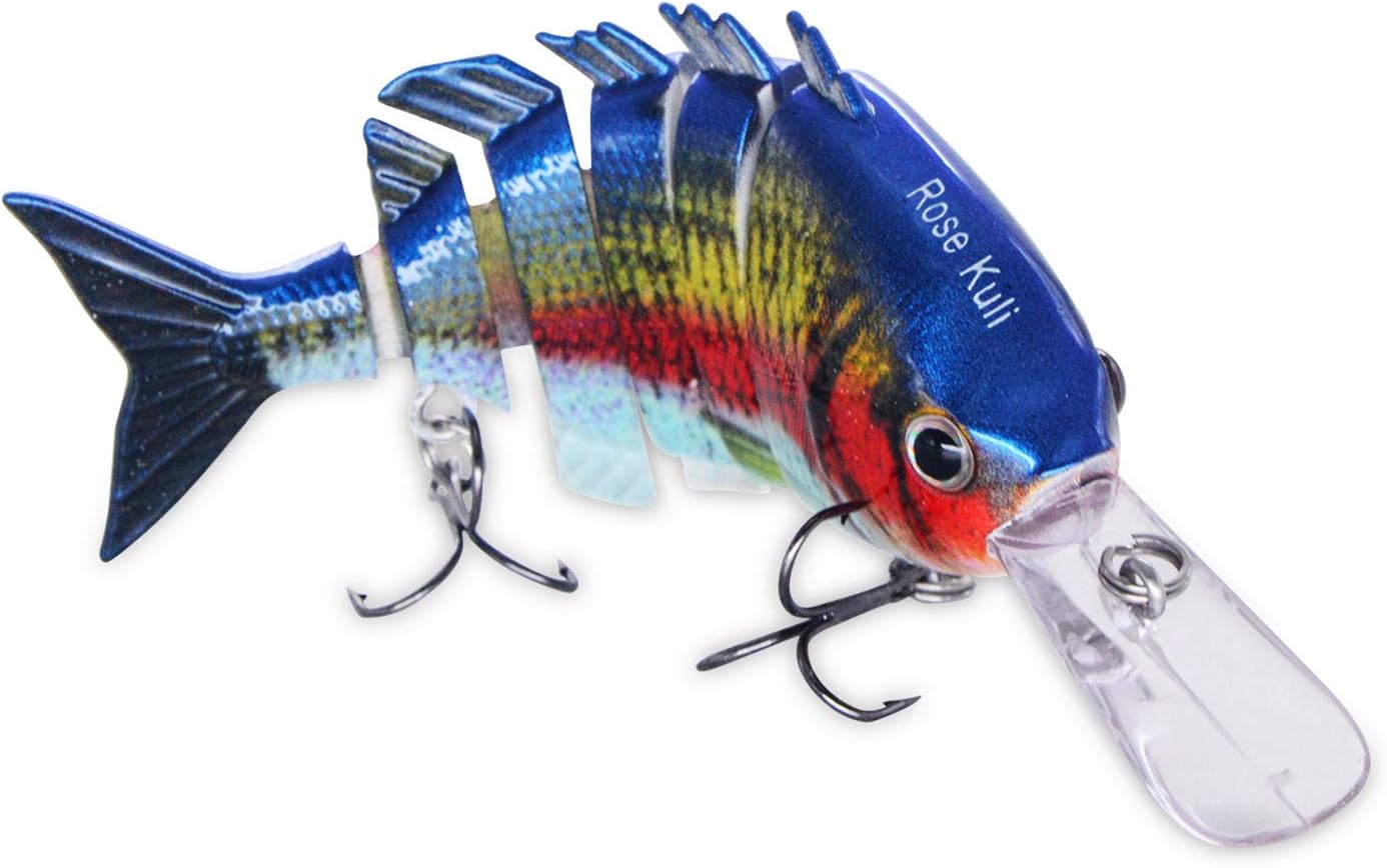 Rose Kuli Fishing Lures for Bass Trout Multi Jointed Swimbaits Slow Sinking Bionic Swimming Lures Bass Freshwater Saltwater Bass Lifelike Fishing Lures Kit