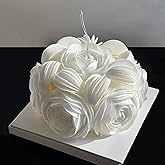 60PCS/80PCS Wafer Paper Round Pieces 3D Spherical Cake Edges Rice Paper Swan Rose Flower Round Cupcake Decoration Inserts (60, White, small)