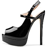MERUMOTE Women's Slingback Shoes Peep Toe Platforms 6 inch Heels Bride Party Pumps