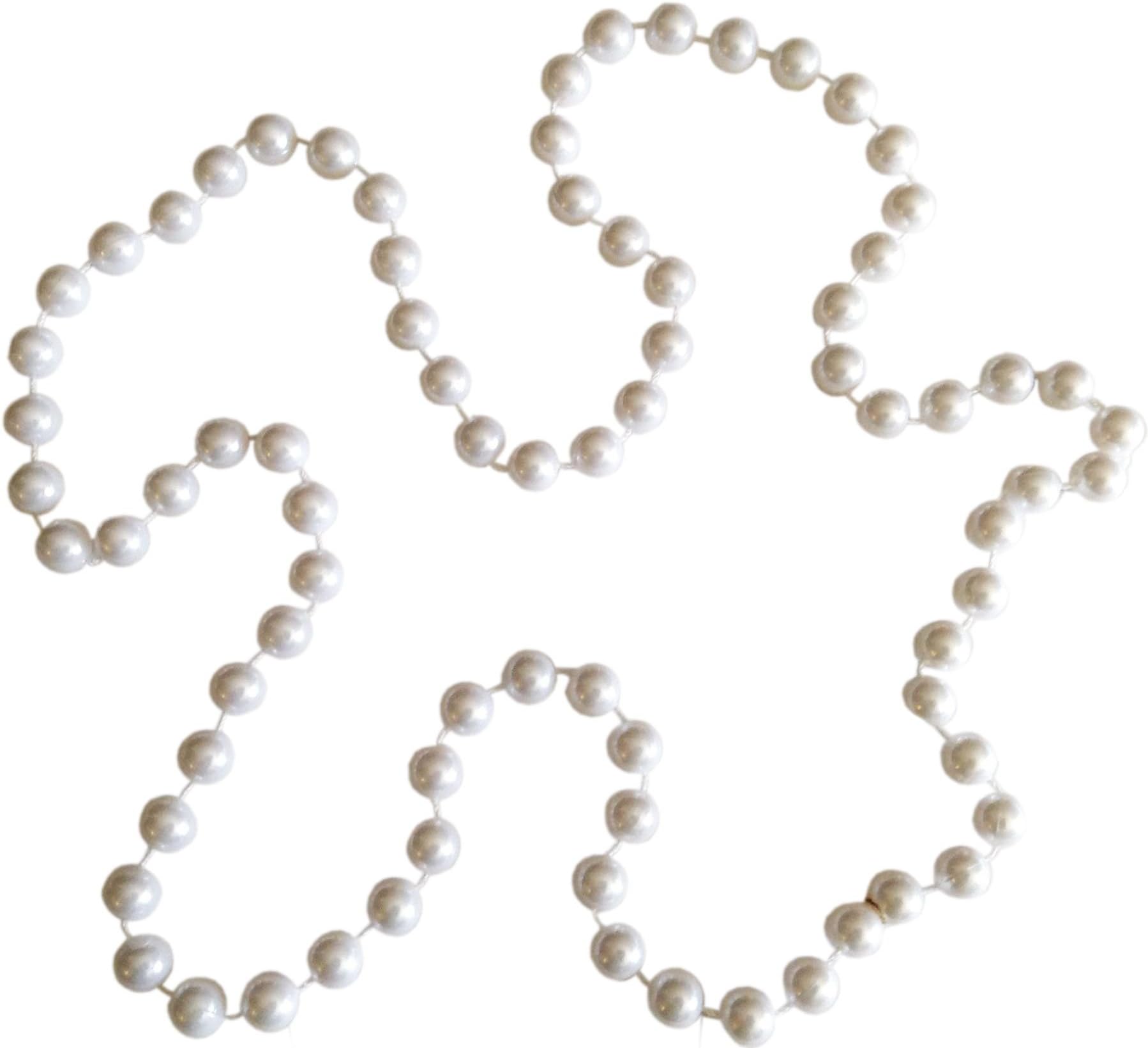 Long Fake Pearl Flapper Beads Necklace – Makes a Set with Headband, Choker, Brooch or Bracelet – Costume Accessory for Women and Little Girls – White Party Favor for Cosplay – Faux 1920s Flappers Fashion – Bulk Halloween Costumes Cosplays – Costume Jewelry