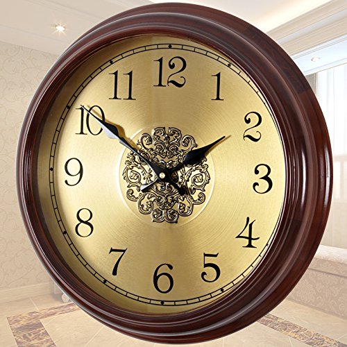 CGGHY 16 Inch Wall Clock (40.5 Cm In Diameter) Solid Wood