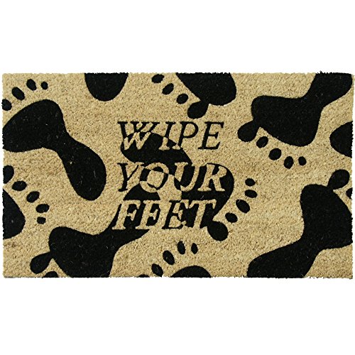 Rubber-Cal Welcome Wipe Your Feet, Please Coir Mat, 18 x 30-Inch, White