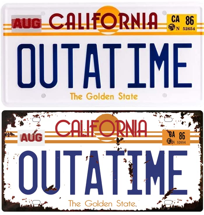 OPO 10 - Set of 2 metal license plate replicas of the Delorean TIME MACHINE car from the famous film - OUTATIME: new and old / 62+73